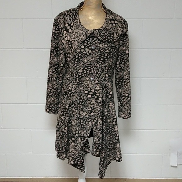 ANTHROPOLOGY YOUNG ESSENCE JERSEY KNIT BOHO PAISLEY MIDI JACKET/CARDIGAN - Picture 1 of 8
